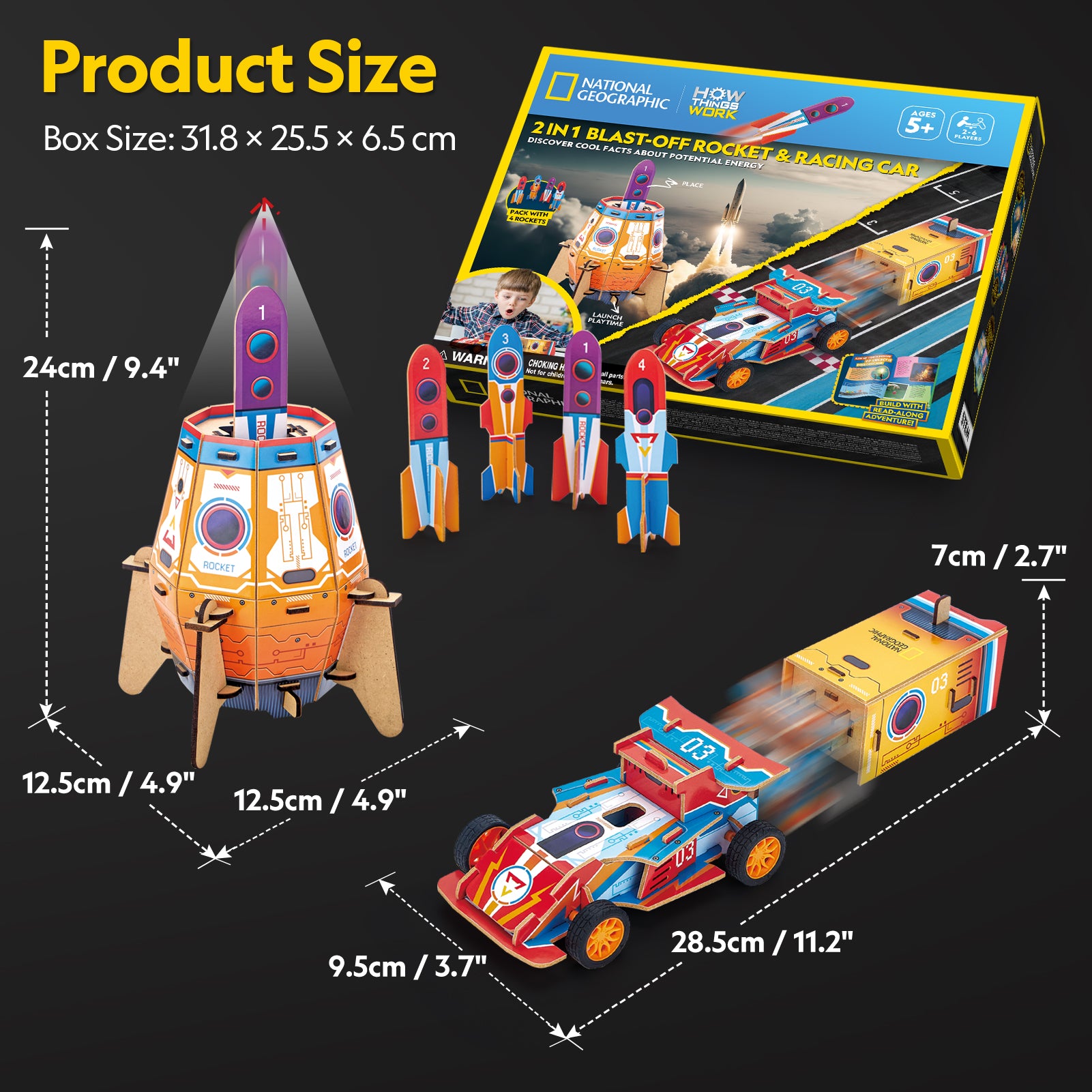 National Geographic 2-in-1 Blast-Off Rocket & Racing Car