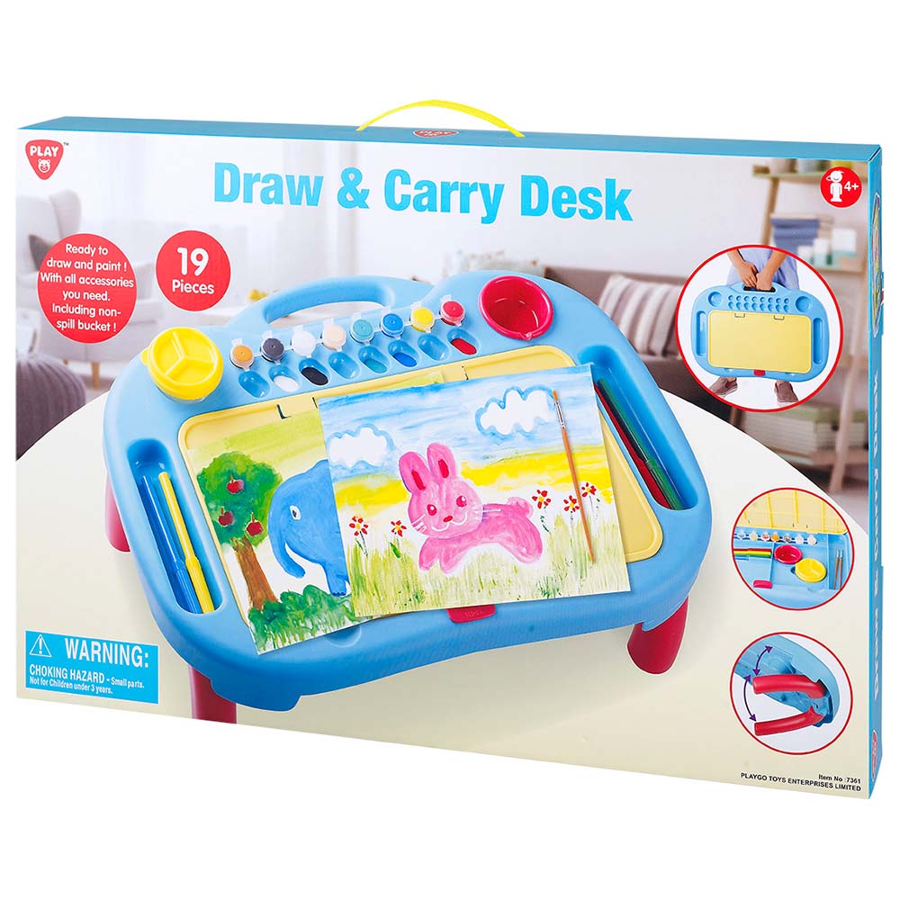 Play Go Draw & Carry Desk – 19-Piece Portable Art Set for Kids
