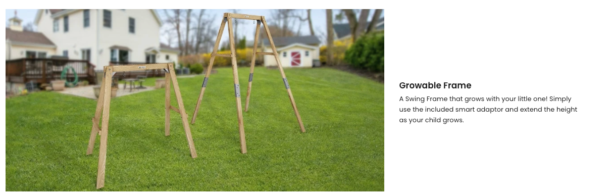 Growing Giraffe Wooden Swing Set | Height-Adjustable Frame for Toddlers | LK77