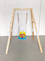 Growing Giraffe Wooden Swing Set | Height-Adjustable Frame for Toddlers | LK77