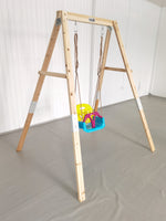 Growing Giraffe Wooden Swing Set | Height-Adjustable Frame for Toddlers | LK77