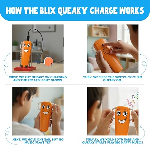 BLIX Queaky Charge – Rechargeable STEM Circuit Toy (Orange)