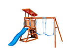 Arabian Cat Wooden Swing Set with Slide, Climbing Wall & Sandbox | PL-129