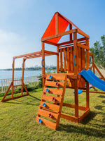 Olympia Wooden Swing Set with Slide, Monkey Bars & Sky Flyer | WP-745