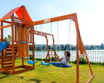 Olympia Wooden Swing Set with Slide, Monkey Bars & Sky Flyer | WP-745