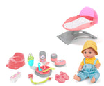 14" Baby Doll with Cradle & 13 Accessories – Interactive Sounds Baby Care Playset