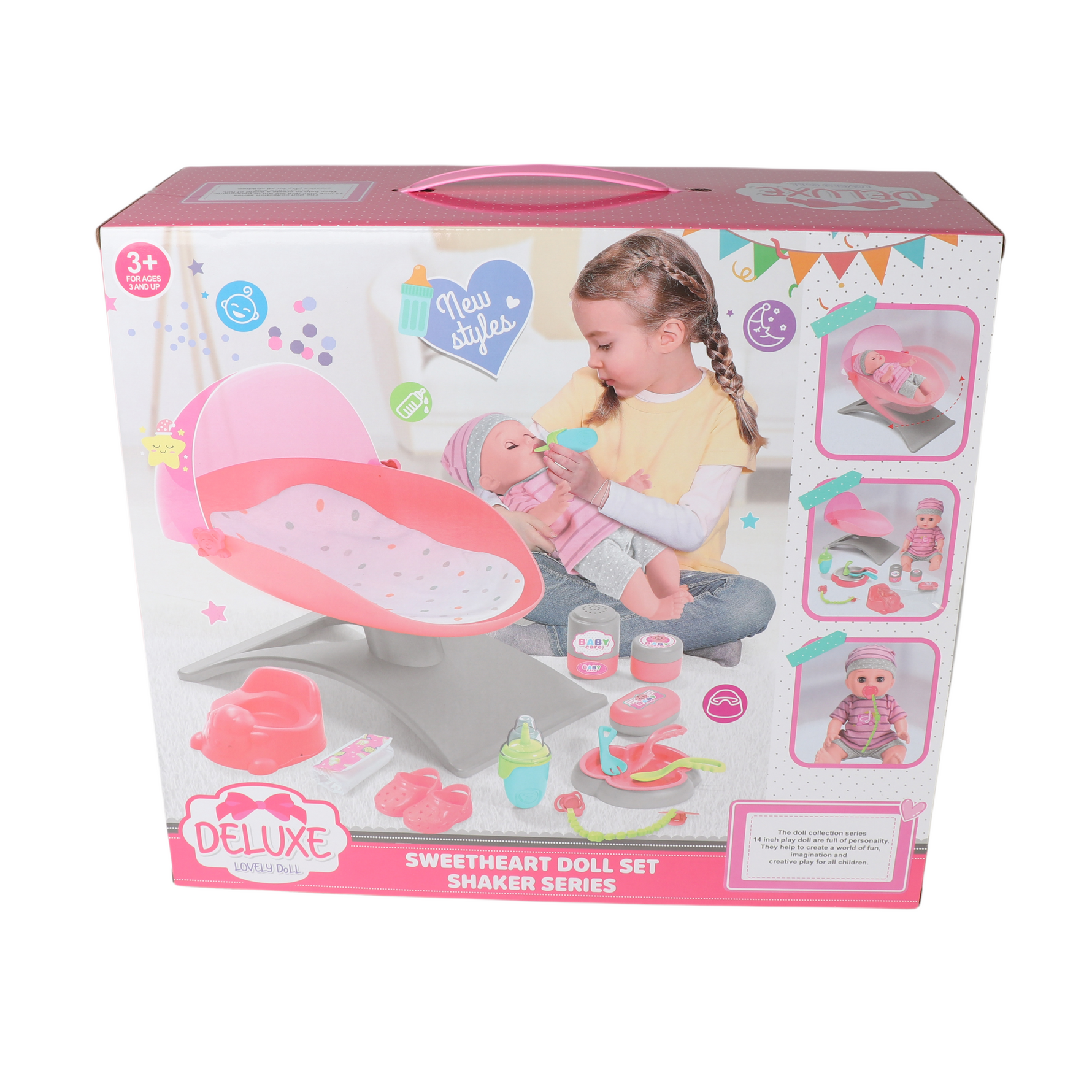 14" Baby Doll with Cradle & 13 Accessories – Interactive Sounds Baby Care Playset