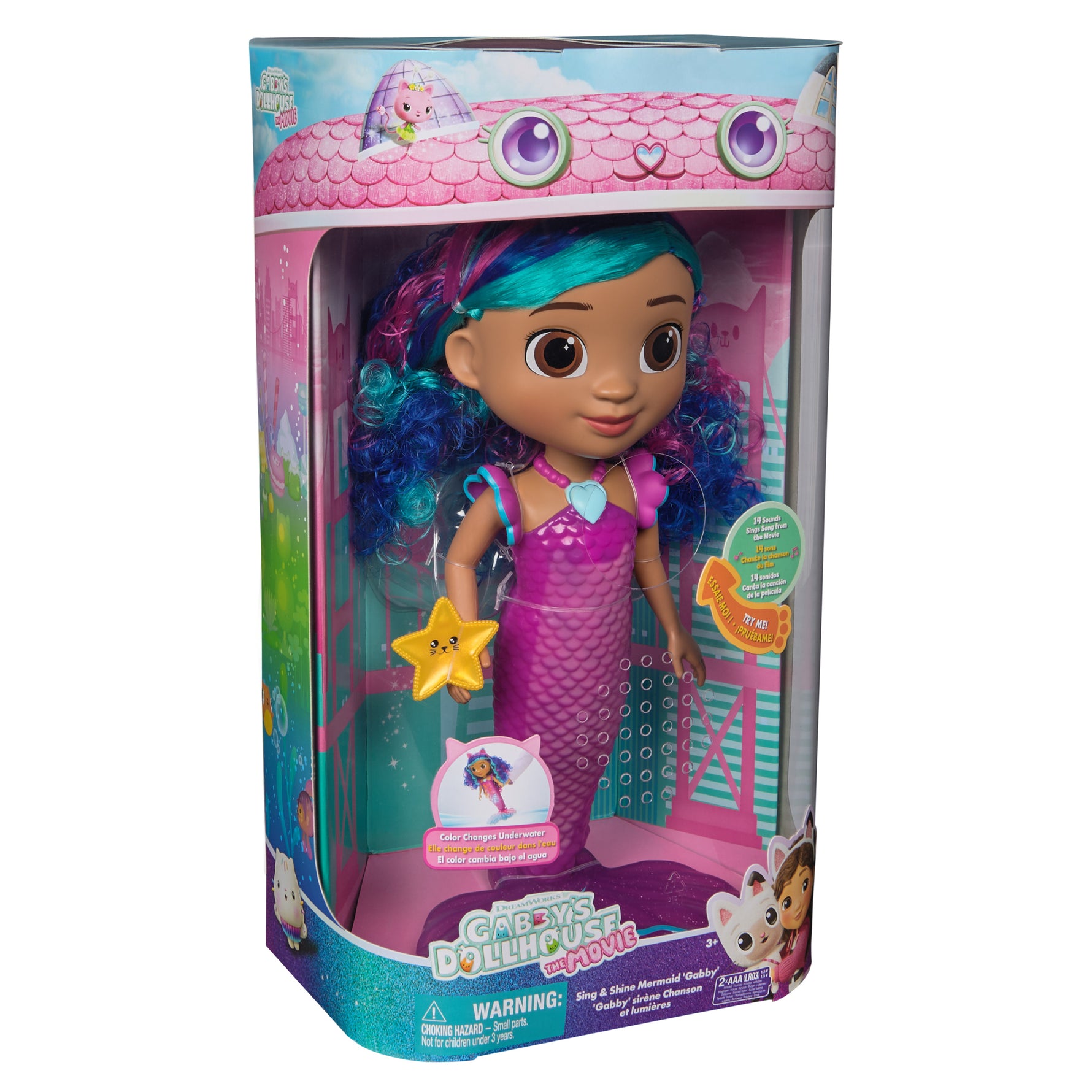Gabby's Dollhouse Movie Sing & Shine Mermaid Doll with Sounds