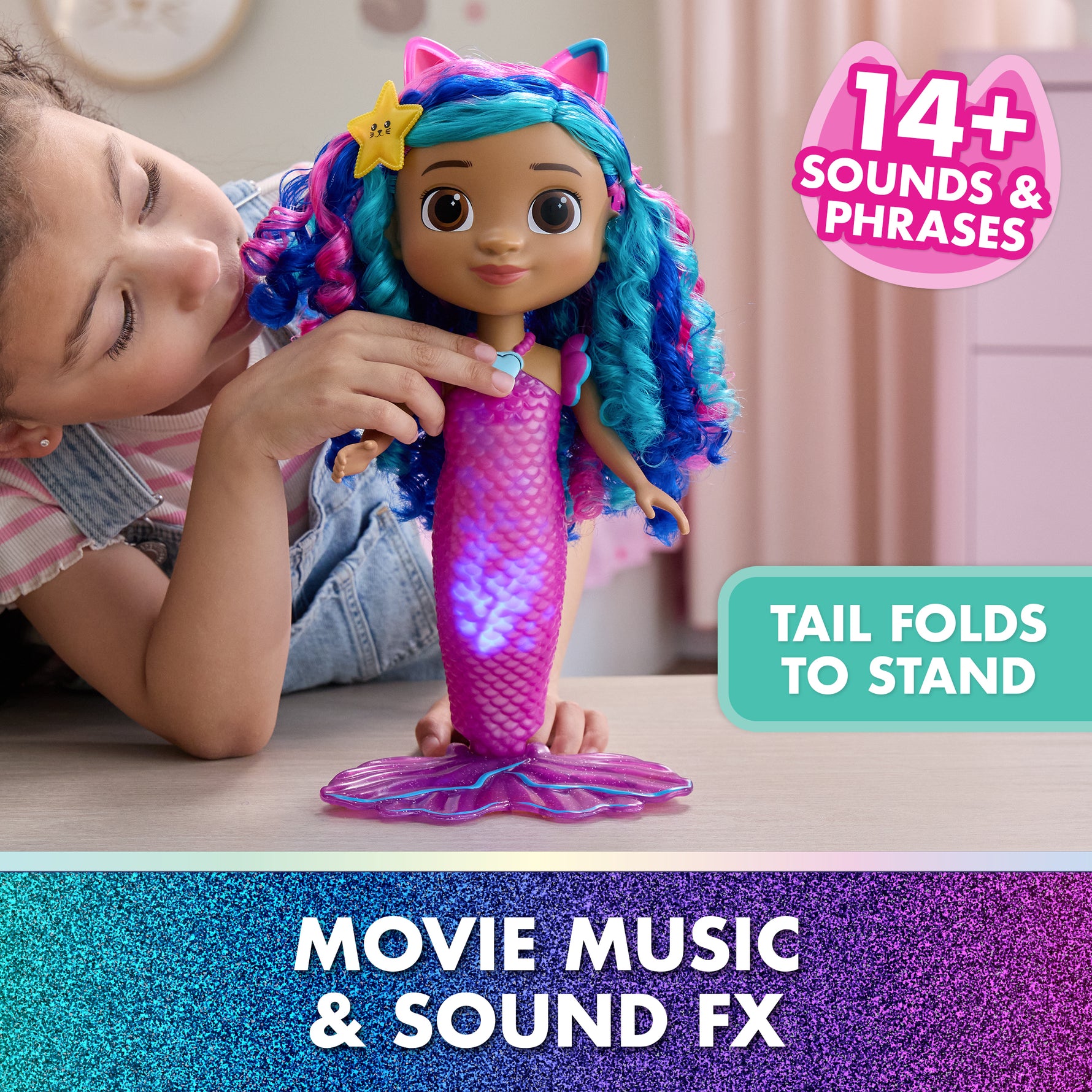 Gabby's Dollhouse Movie Sing & Shine Mermaid Doll with Sounds