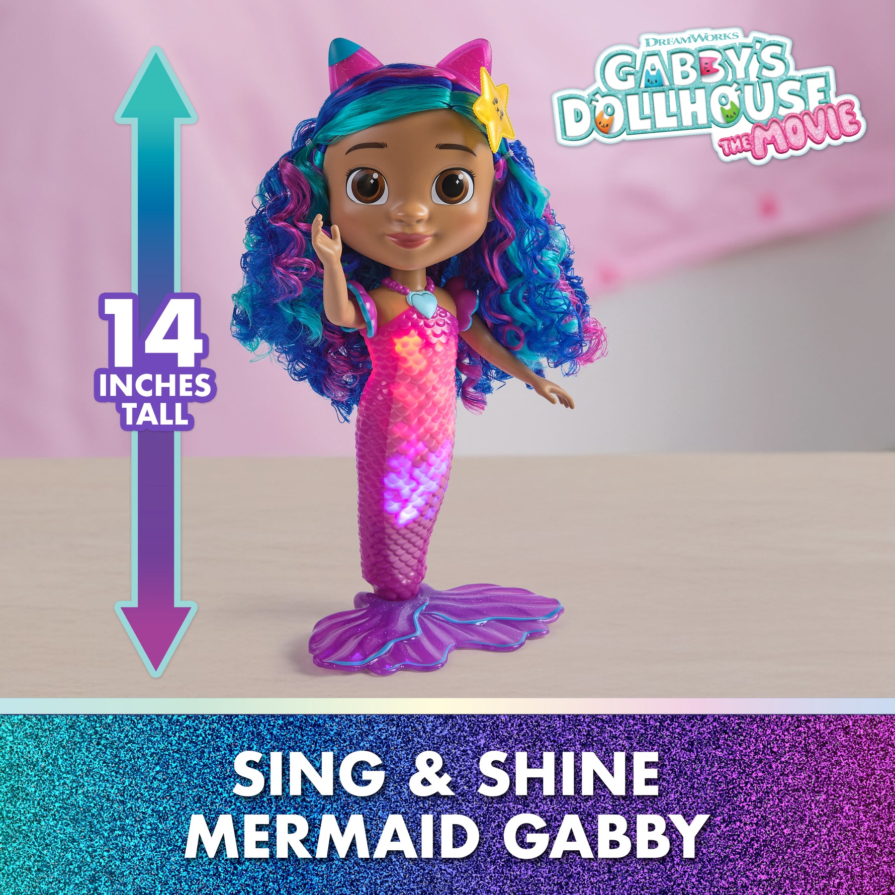 Gabby's Dollhouse Movie Sing & Shine Mermaid Doll with Sounds